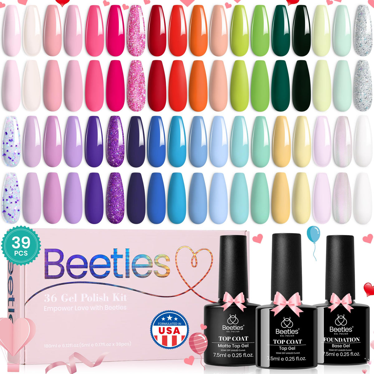 Beetles Gel Polish: conjunto de 36 colores pastel para uñas en casa