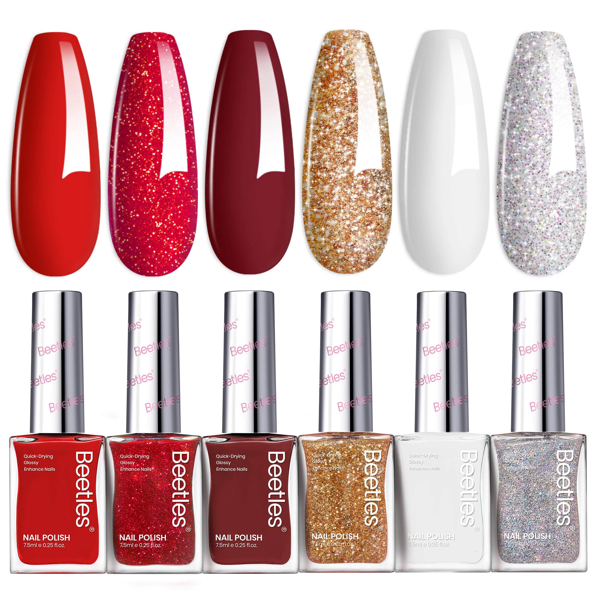 Beetles Gel Polish rojo burdeos brillante para uñas con brillo duradero.