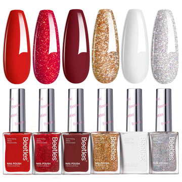 Beetles Gel Polish rojo burdeos brillante para uñas con brillo duradero.