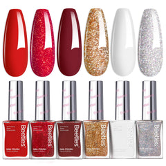 Beetles Gel Polish rojo burdeos brillante para uñas con brillo duradero.