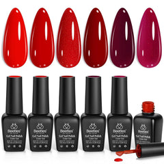 Beetles Gel Polish Set Rojo: 6 tonos para manicura en casa