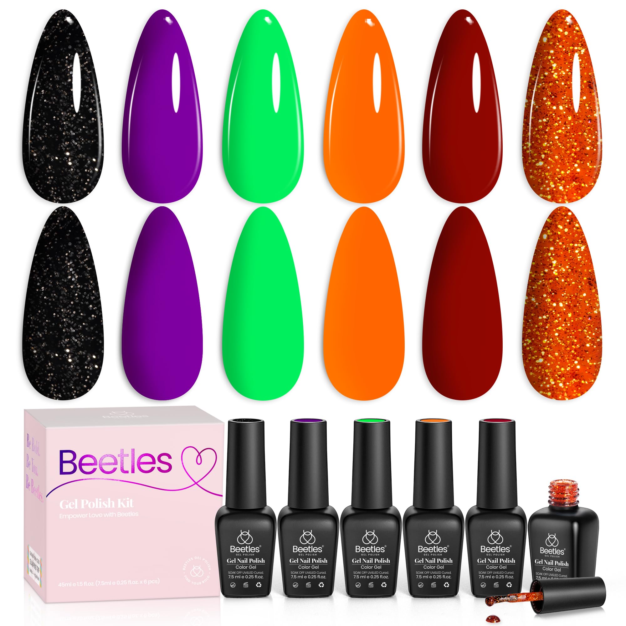 Beetles Gel Polish Set Hocus Pocus con colores vivos para uñas creativas.