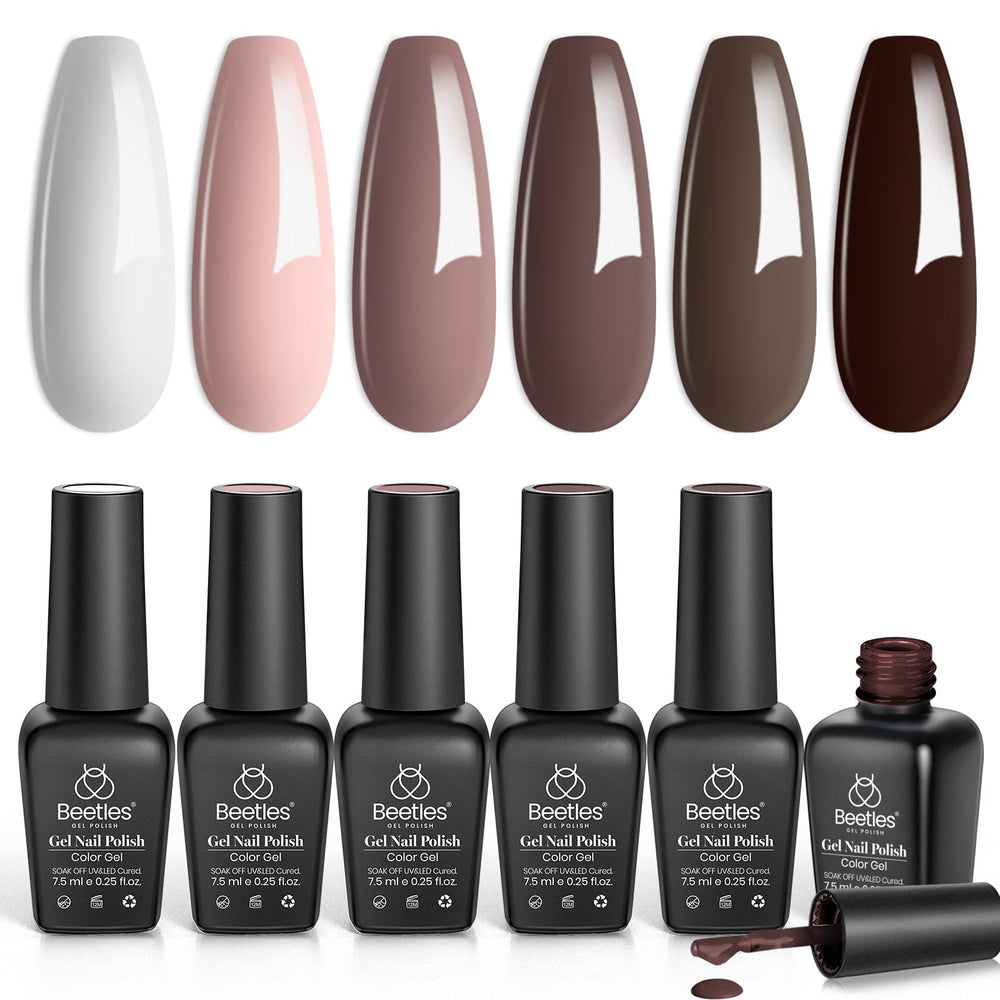 Beetles Gel Polish marrón café, ideal para manicura duradera en casa.