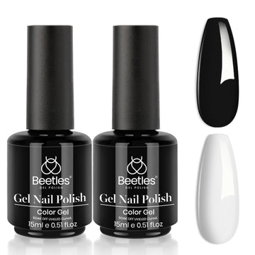 Beetles Gel Polish negro y blanco de 15 ml, ideal para combinar looks elegantes.