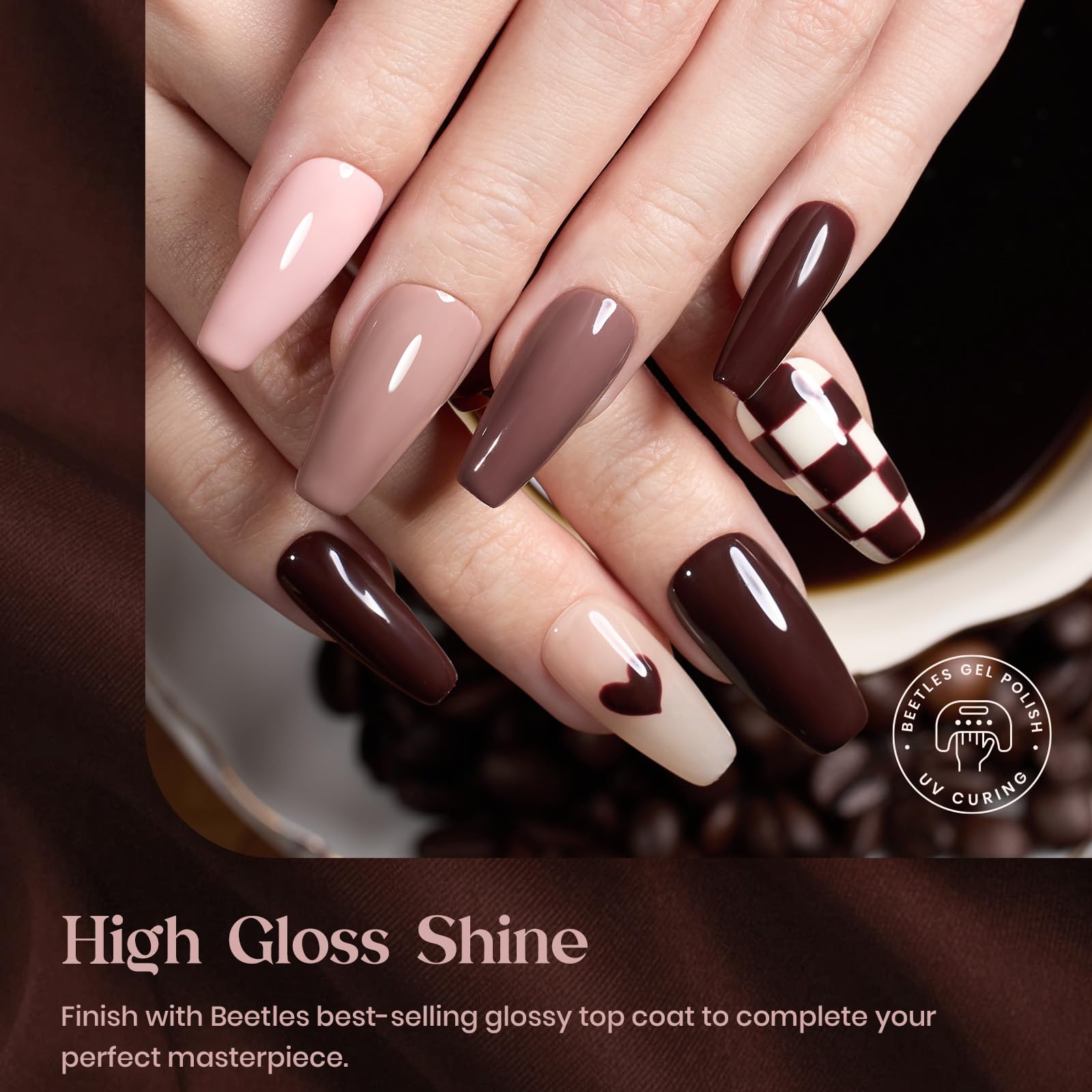 Beetles Gel Polish tono nude, perfecto para manicuras naturales.