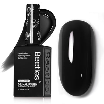 Beetles Silent Charm Audrey negro, manicura negra brillante para acabado profesional.