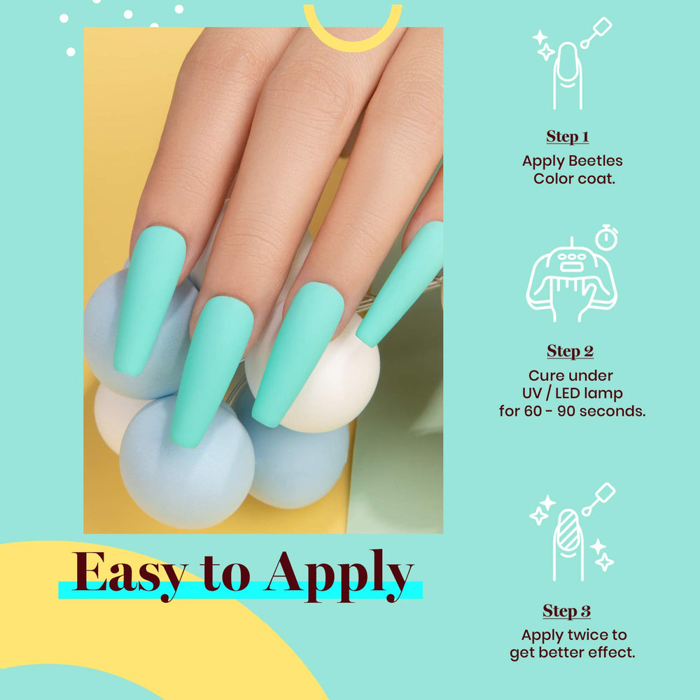 Beetles Gel Polish Verde Cascada retirada con acetona de forma fácil.