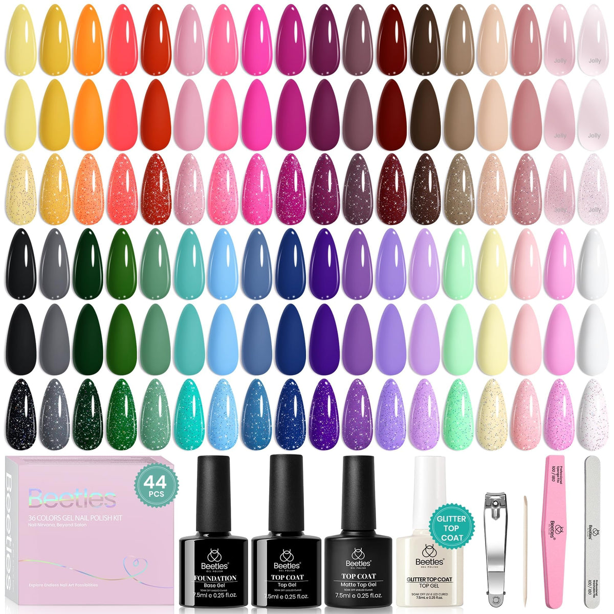Beetles Gel Polish Vivid Seasons muestra colores vibrantes para uñas.