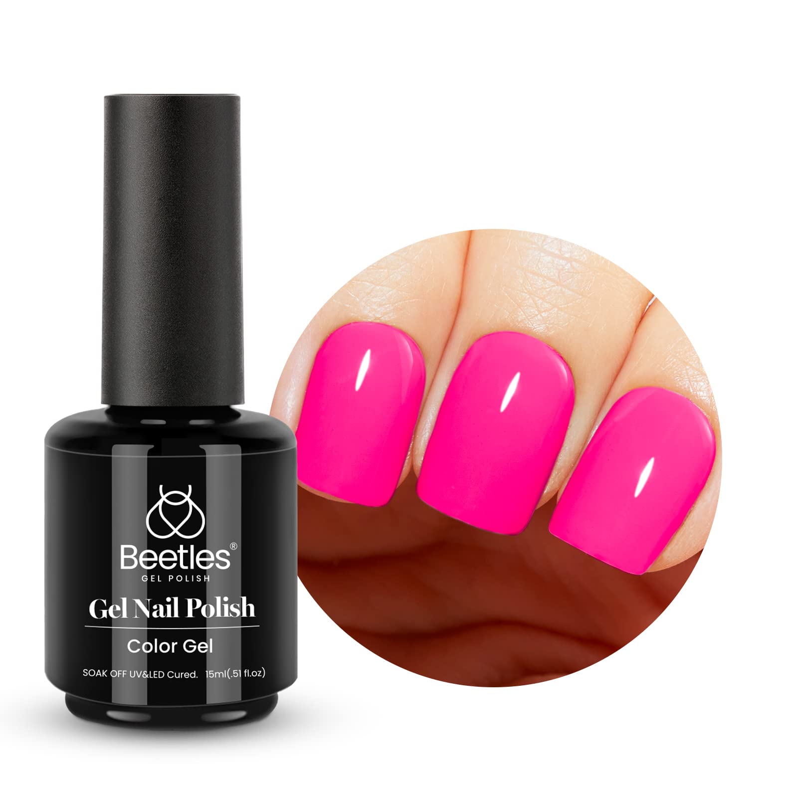 Beetles gel rosa neón acabado brillante y duradero