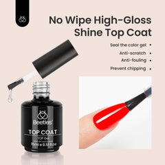 Beetles Gel Top Coat 15ml remocion facil con acetona sin dañar uñas