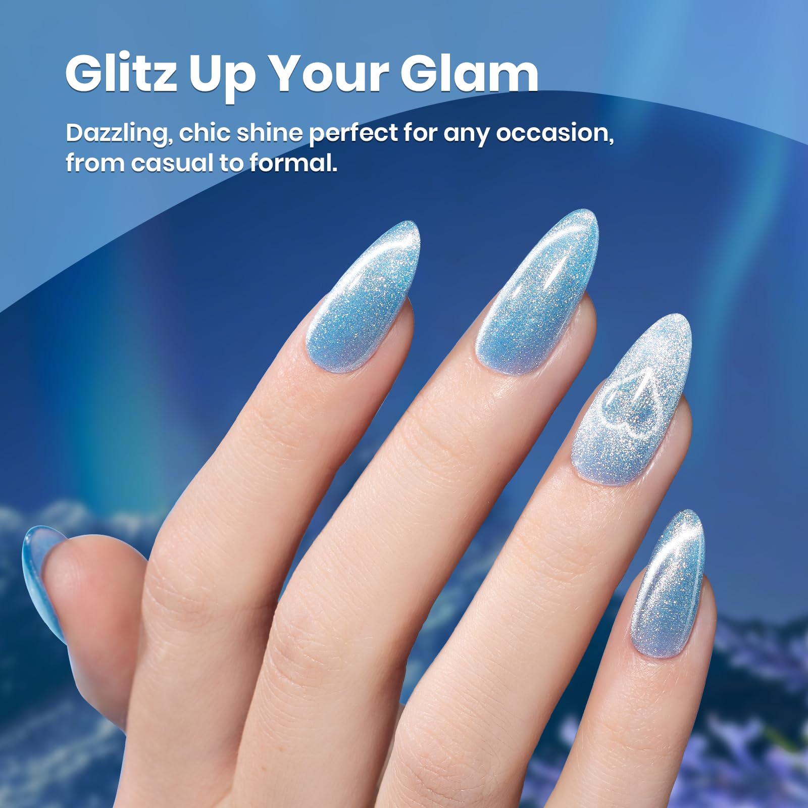 Beetles Gel ojo-gato azul claro con diseno arctico para estilo unico