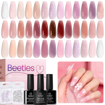 Beetles gel para uñas, conjunto de 20 colores translúcidos para uso diario.