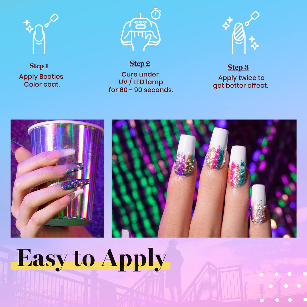 Beetles Glitter Gel Polish morado glitter, perfecto para fiestas