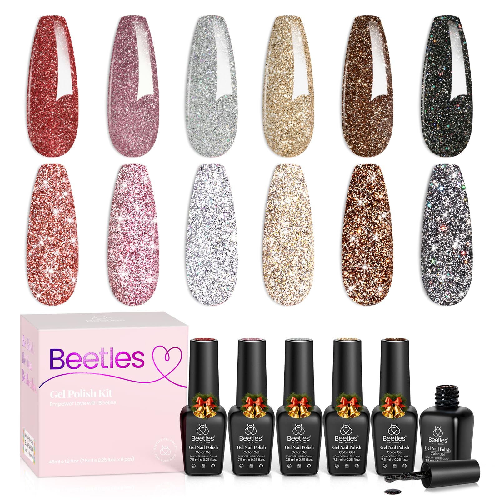 Beetles Glitter Gel Uñas c314, tono brillo para un acabado de alto impacto.