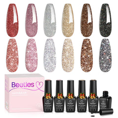 Beetles Glitter Gel Uñas c314, tono brillo para un acabado de alto impacto.
