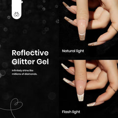Beetles Glitter Gel Uñas c315, destellos holográficos para looks nocturnos.