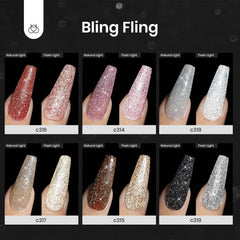 Beetles Glitter Gel Uñas c316, brillo dinámico para celebrar ocasiones especiales.