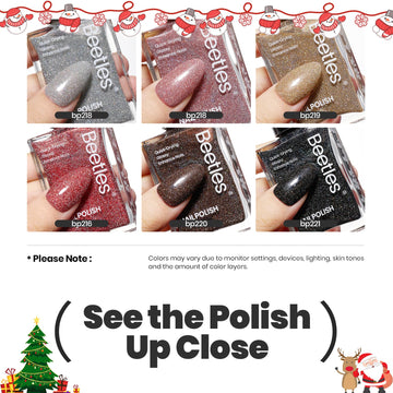 Beetles Glitter Nail Polish Set on nails showing salon-like sparkle and durable wear