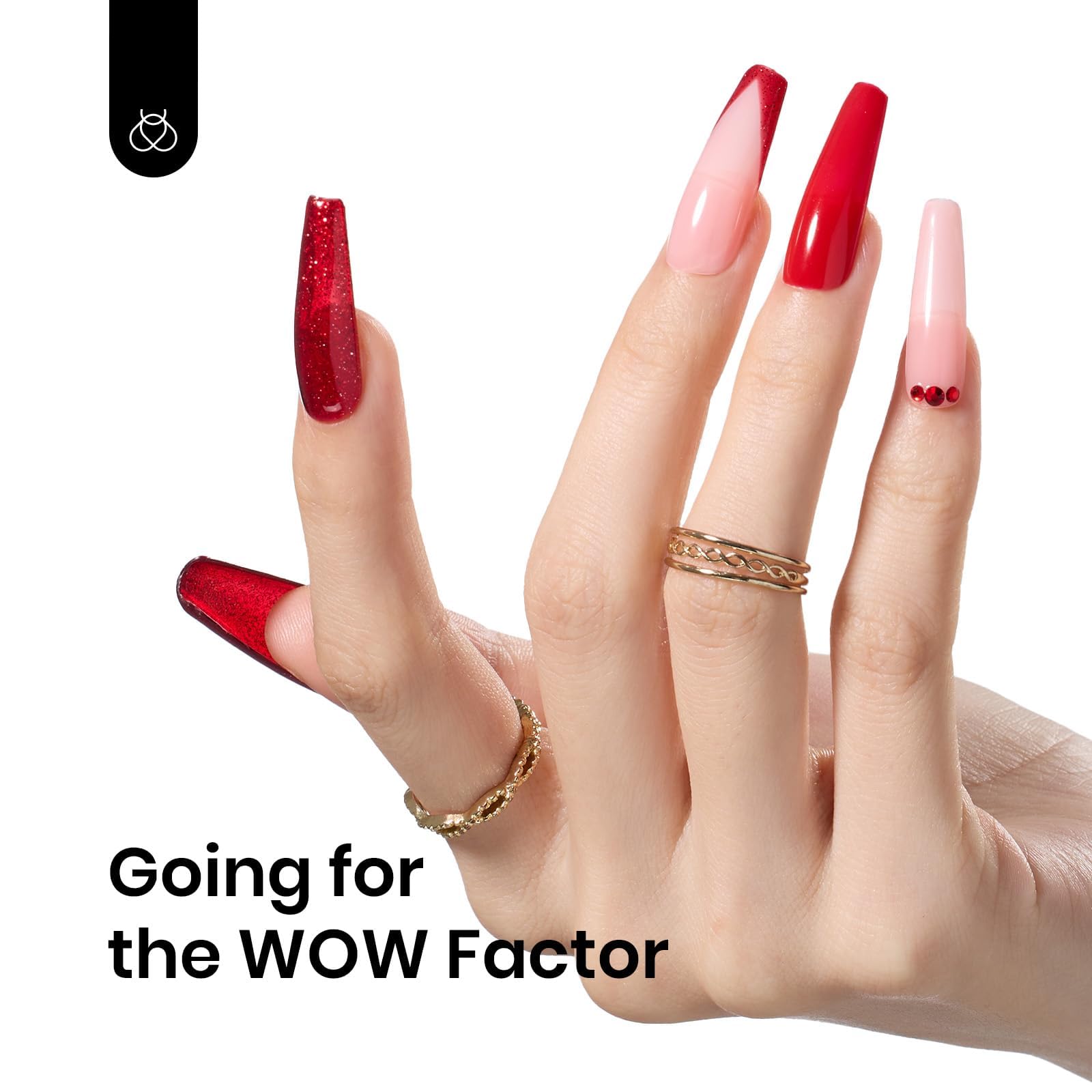 Beetles Glitter Rojo Brillante con base y top coat, mejor adherencia