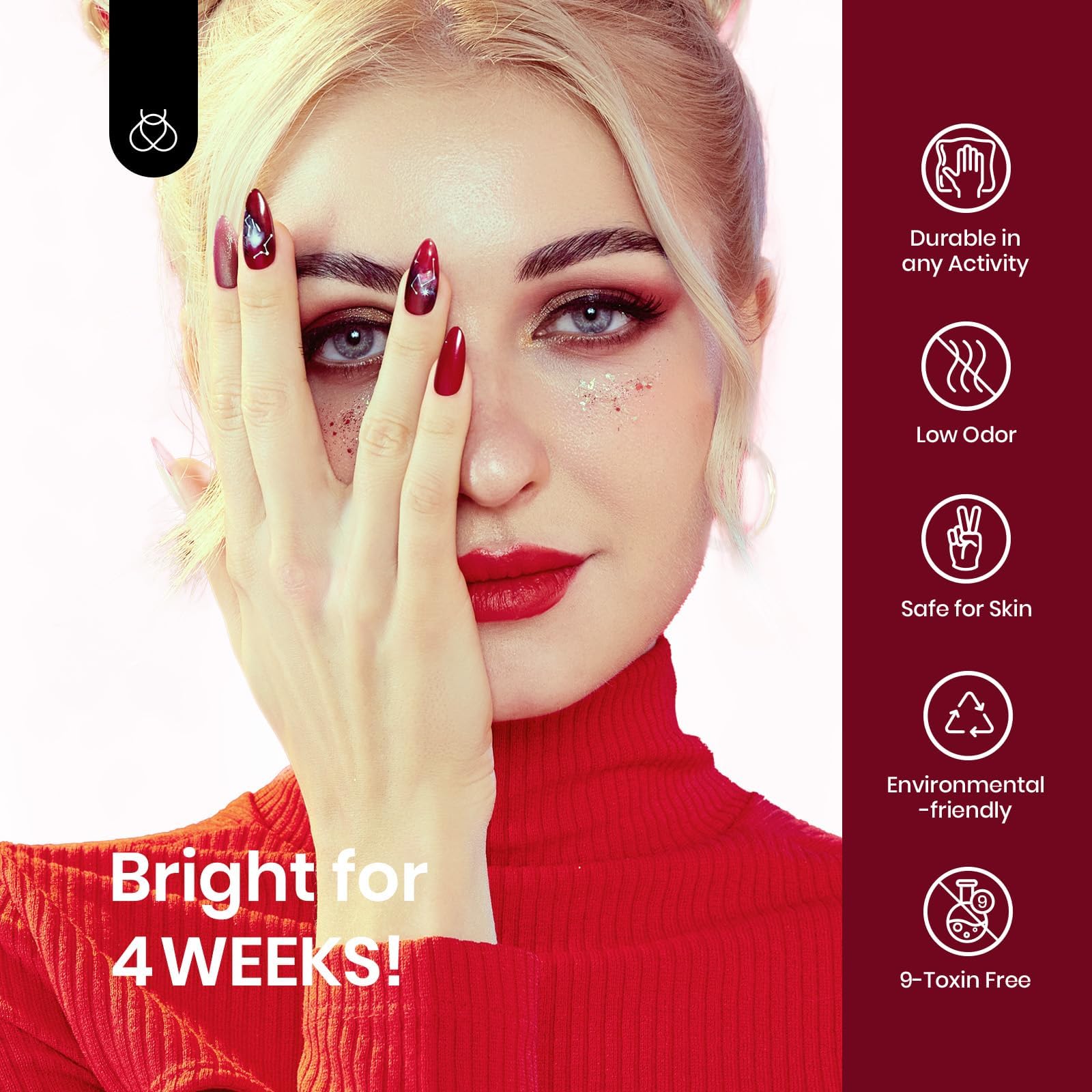 Beetles Glitter Rojo Brillante dura semanas, look duradero