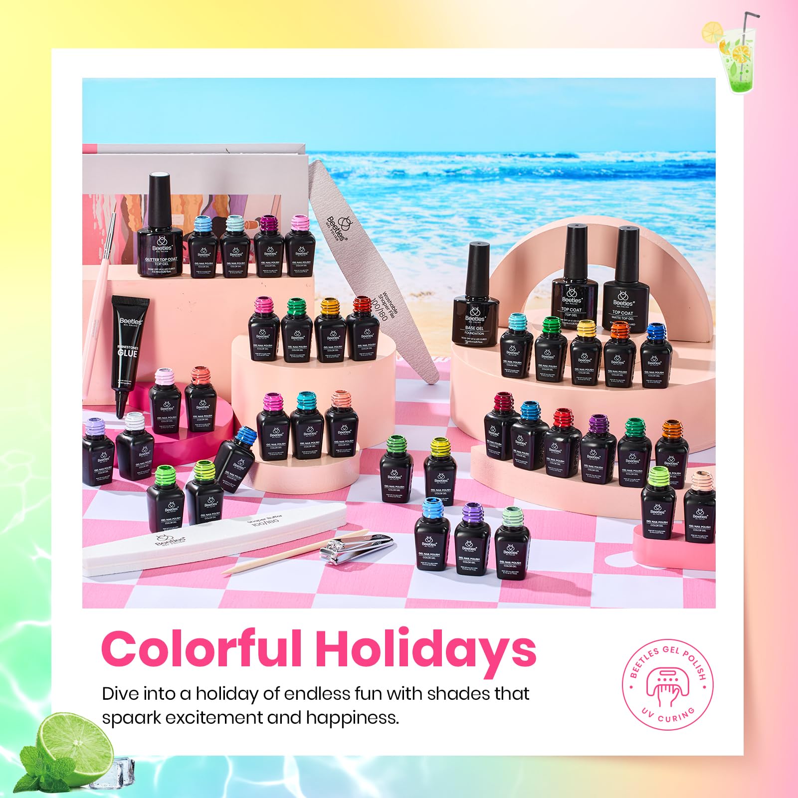 Beetles Glossy Top Coat adds high shine and smooth finish.