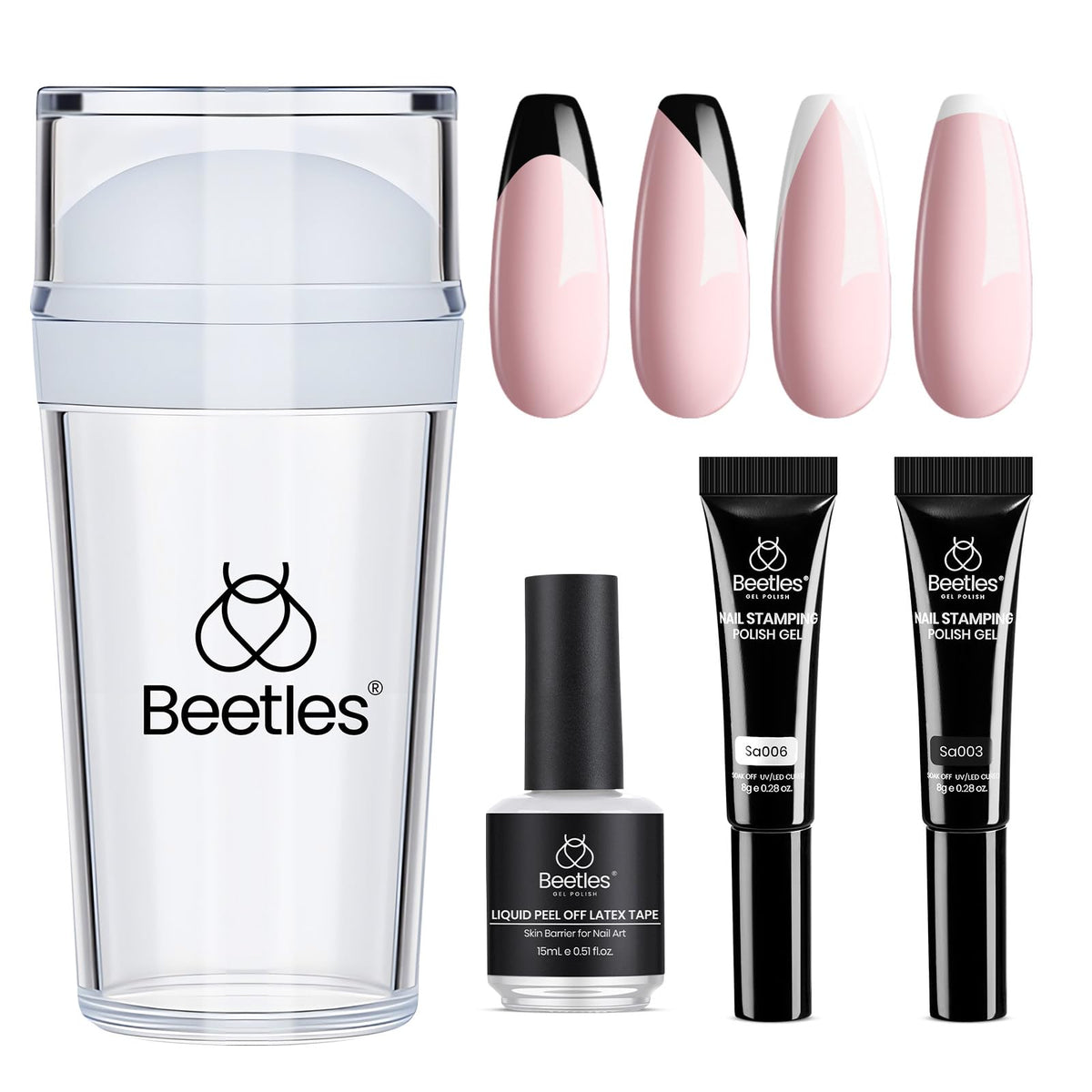 Beetles herramienta estampado francés para uñas, fácil y preciso en casa