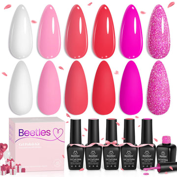 Beetles hot pink gel polish set offers vibrant color with long-lasting shine.