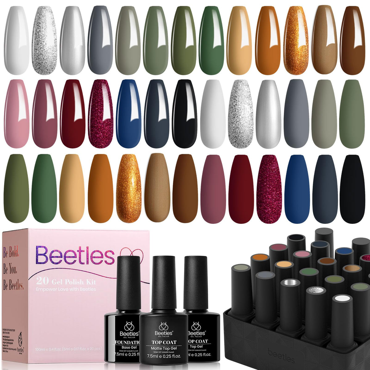 Beetles invierno, paleta de 23 esmaltes en gel para uñas.