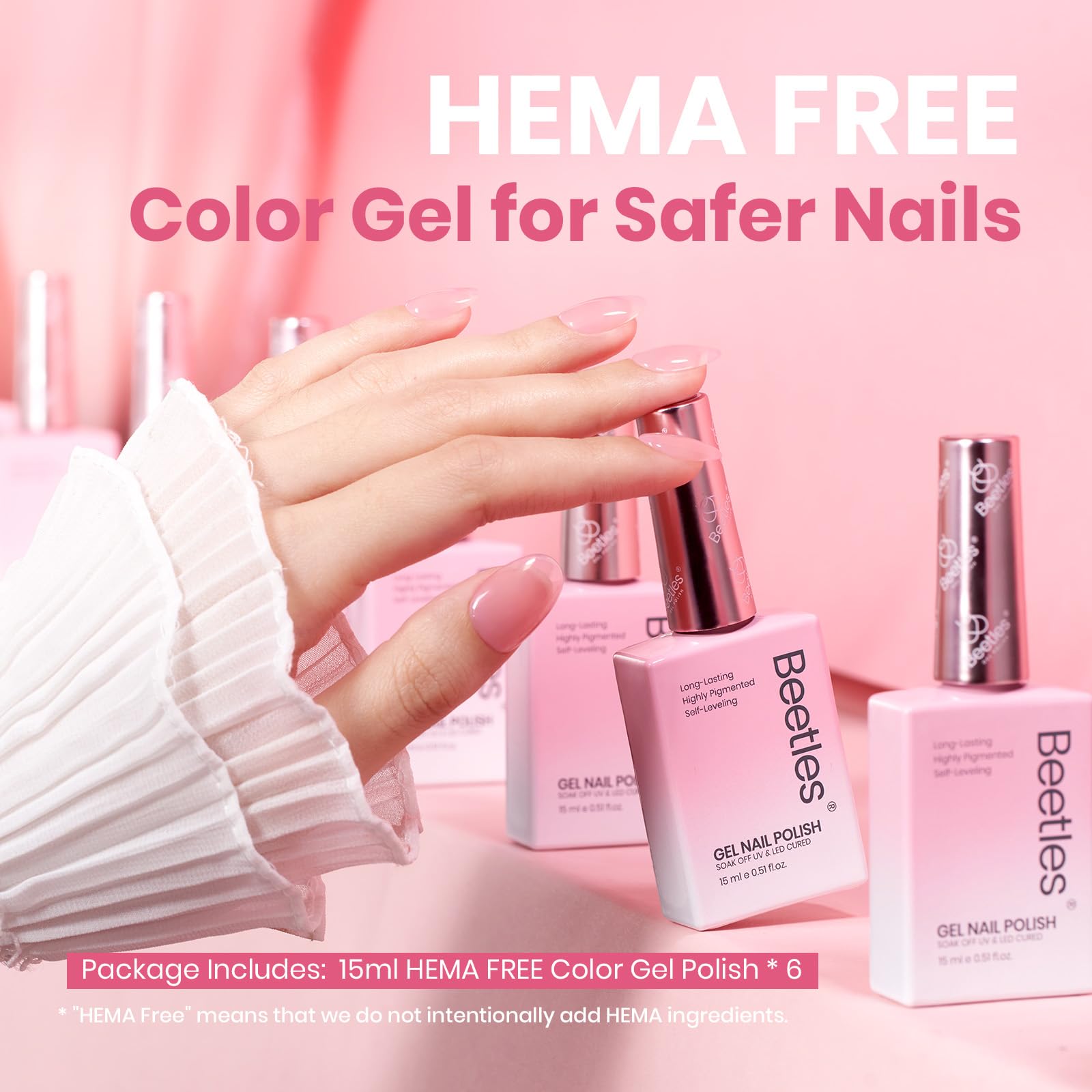 Beetles Jelly Gel efecto transparente en uñas para un look de cristal.