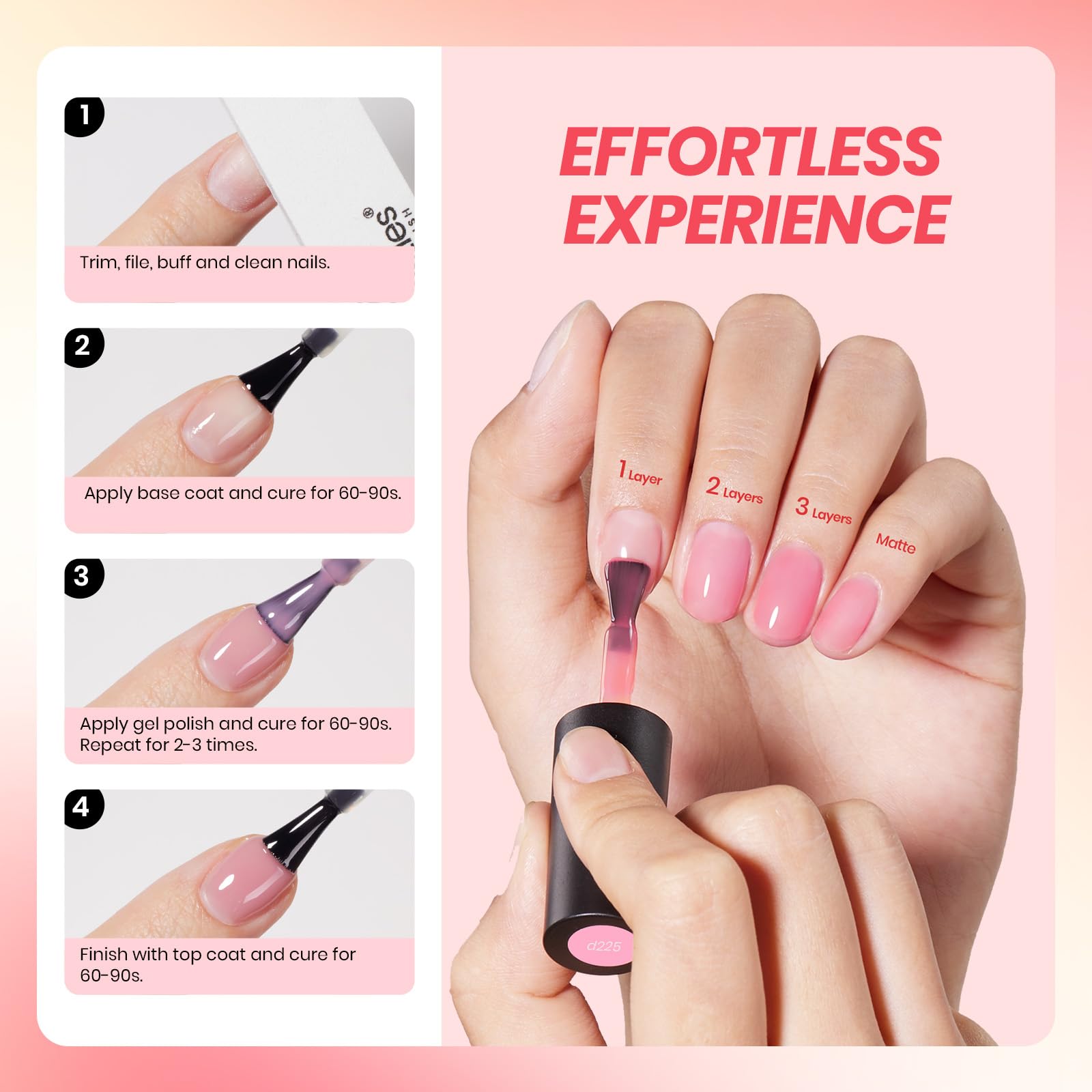 Conjunto Nude Rosado Beetles Jelly Gel para uñas modernas.