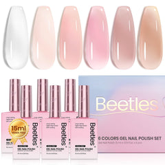 Beetles Jelly Gel Esmalte Unas: 6 colores, acabado brillante y duradero.