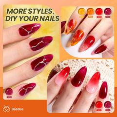 Beetles Jelly Gel Set tono fall muestra color otoñal translúcido