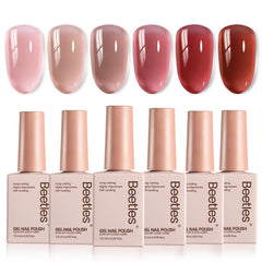 Beetles Jelly Gel Nail Polish Set muestra tonos neutros para looks elegantes y duraderos.