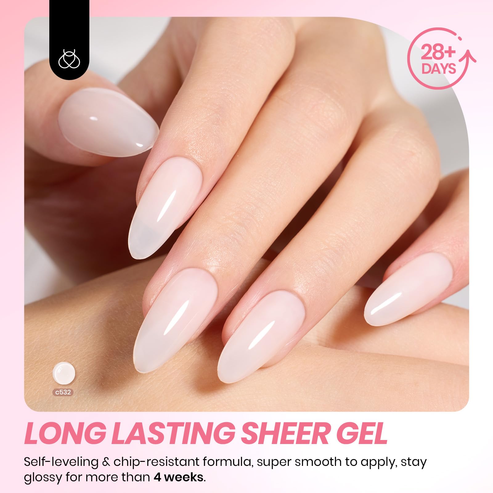 Beetles Jelly Gel Rosa Lechoso: acabado translúcido para uñas luminosas.