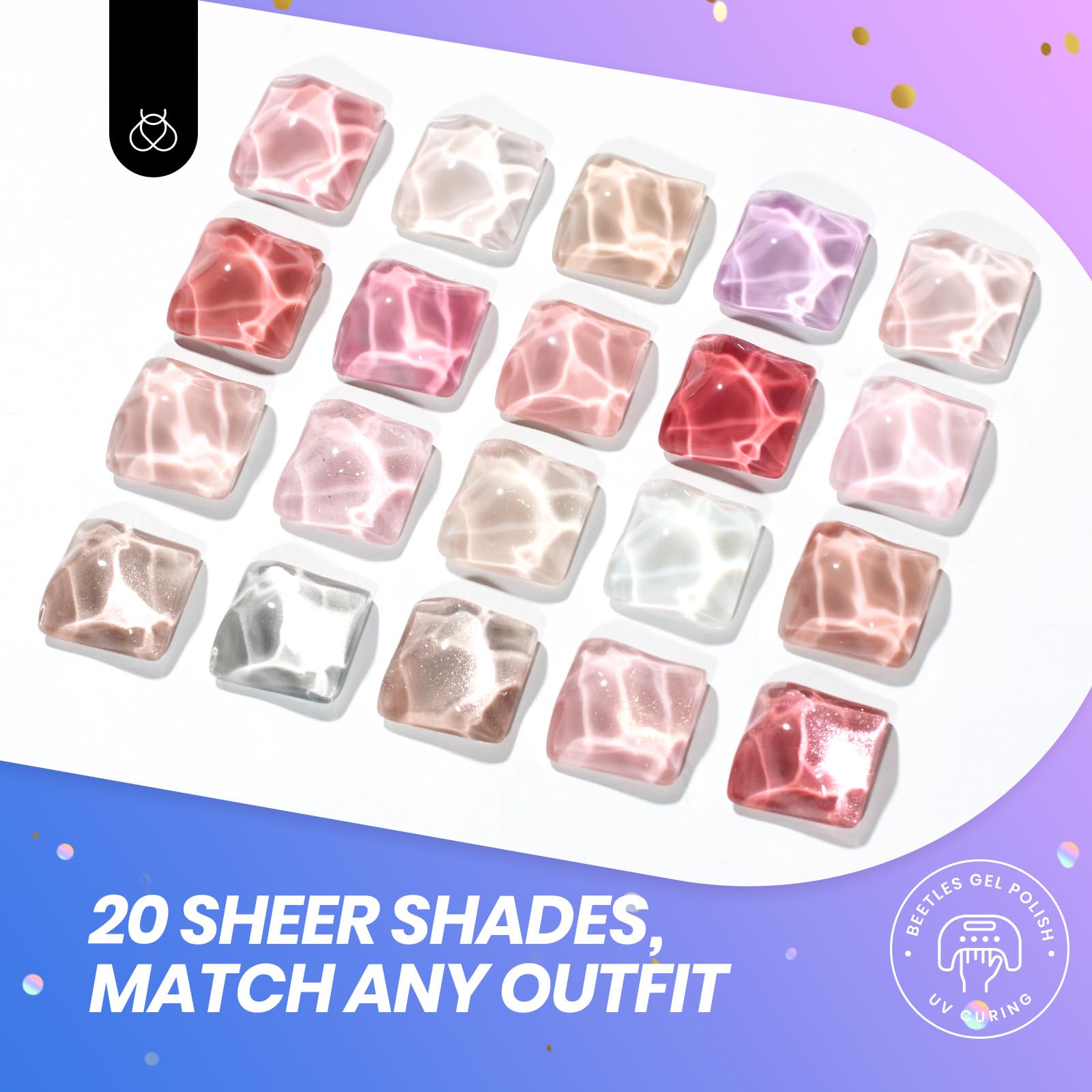 Beetles Jelly Gel Set, efecto ojos de gato, añade brillo tridimensional a tus uñas.