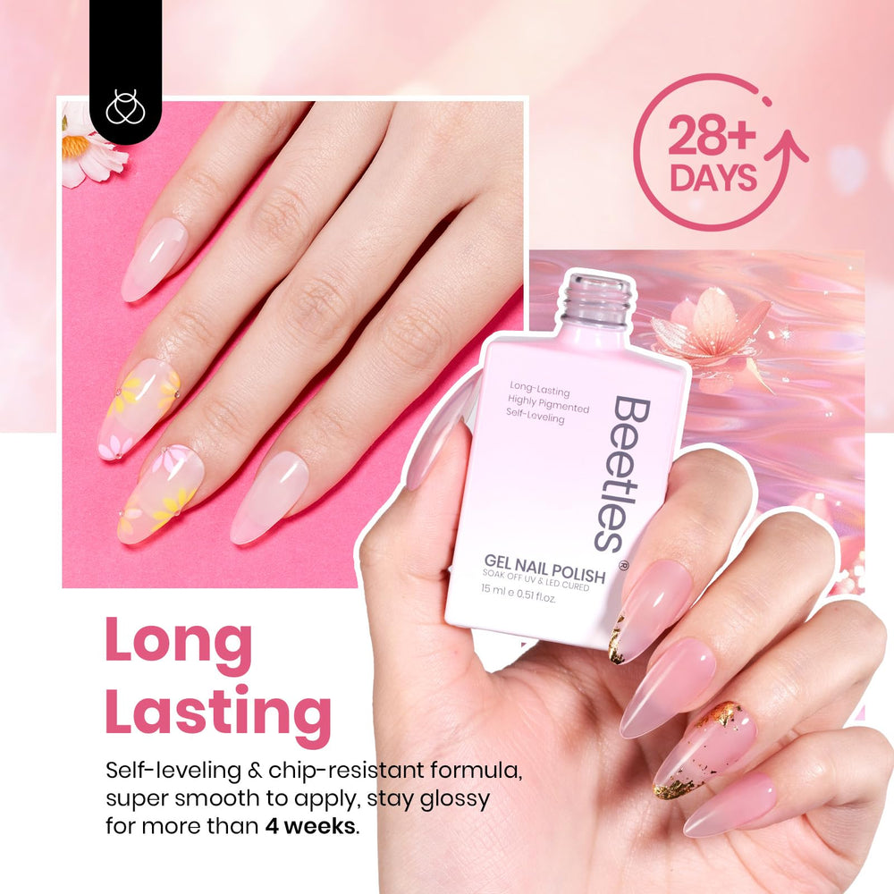 Beetles Jelly Gel tono blanco lechoso para un estilo limpio.