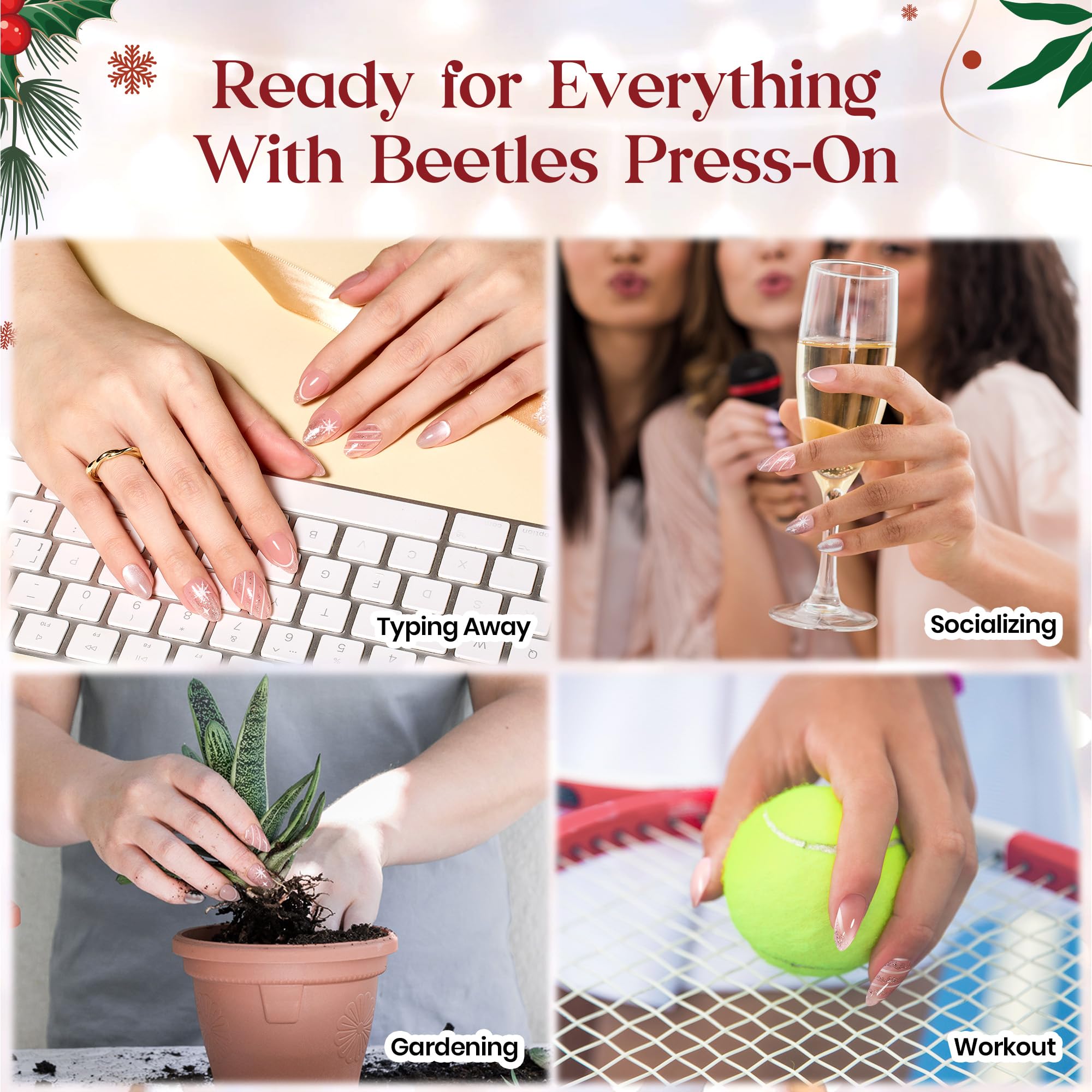 Beetles kit disenios navidad para uñas
