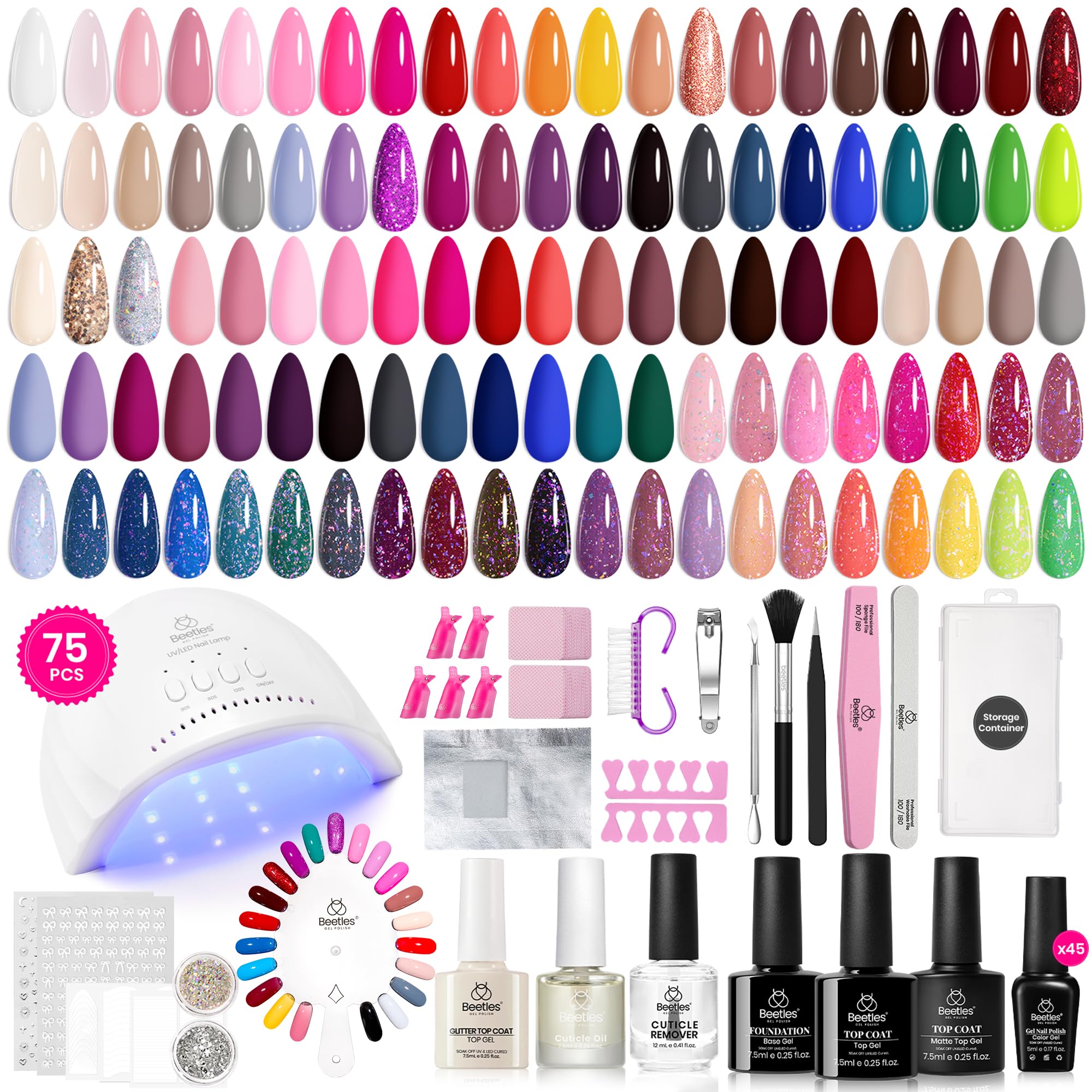 Beetles kit gel esmalte 45 colores para uñas en casa