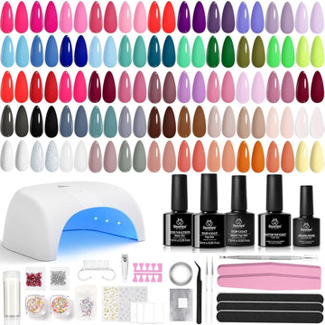 Beetles kit esmalte gel 55 colores con lámpara UV para manicuras en casa