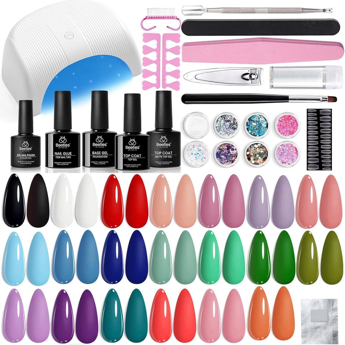 Beetles kit uñas gel de 34 piezas para manicuras en casa