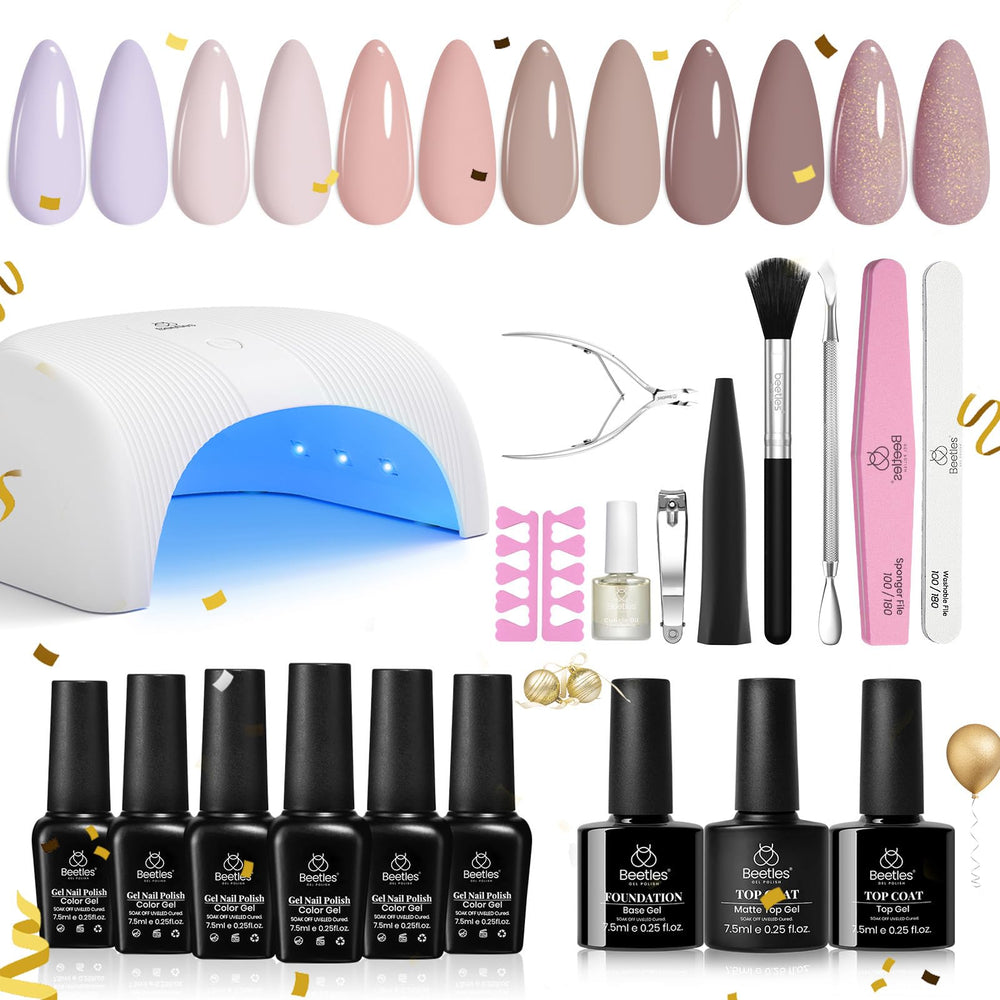 Beetles Gel Polish kit avec 6 teintes nude pour mani facile à domicile