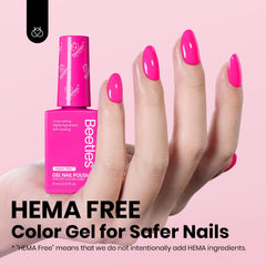 Beetles gel rosa, acabado brillante para uñas llamativas.