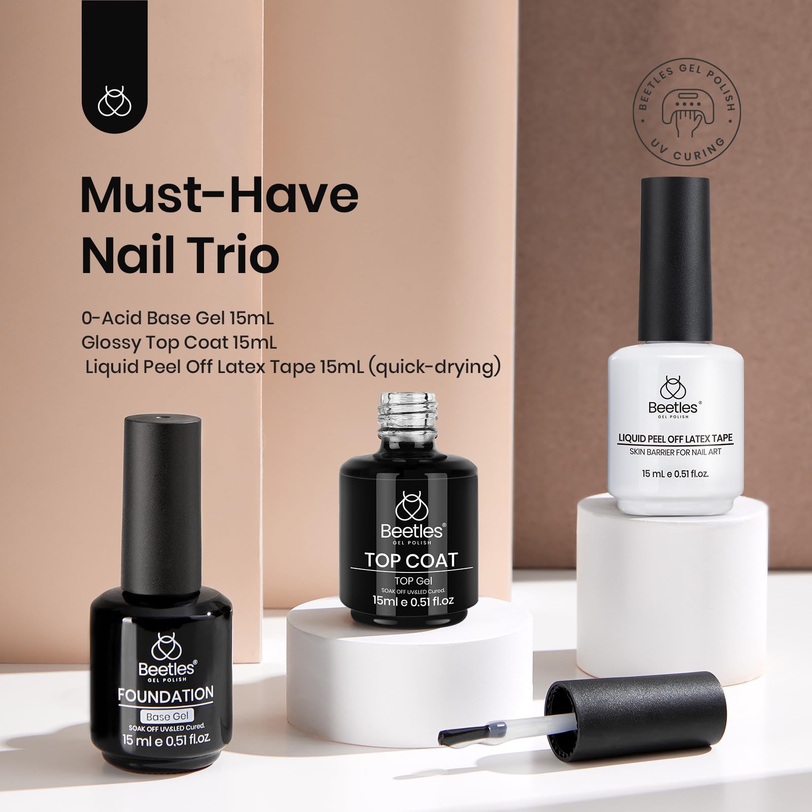 Beetles top coat gel: brillo duradero para uñas.