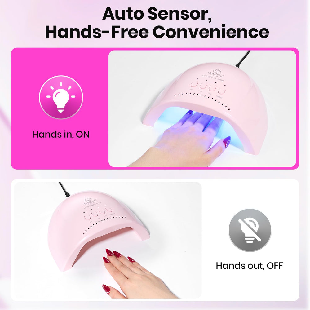 Beetles lampara con protección de temperatura para seguridad durante el curado.