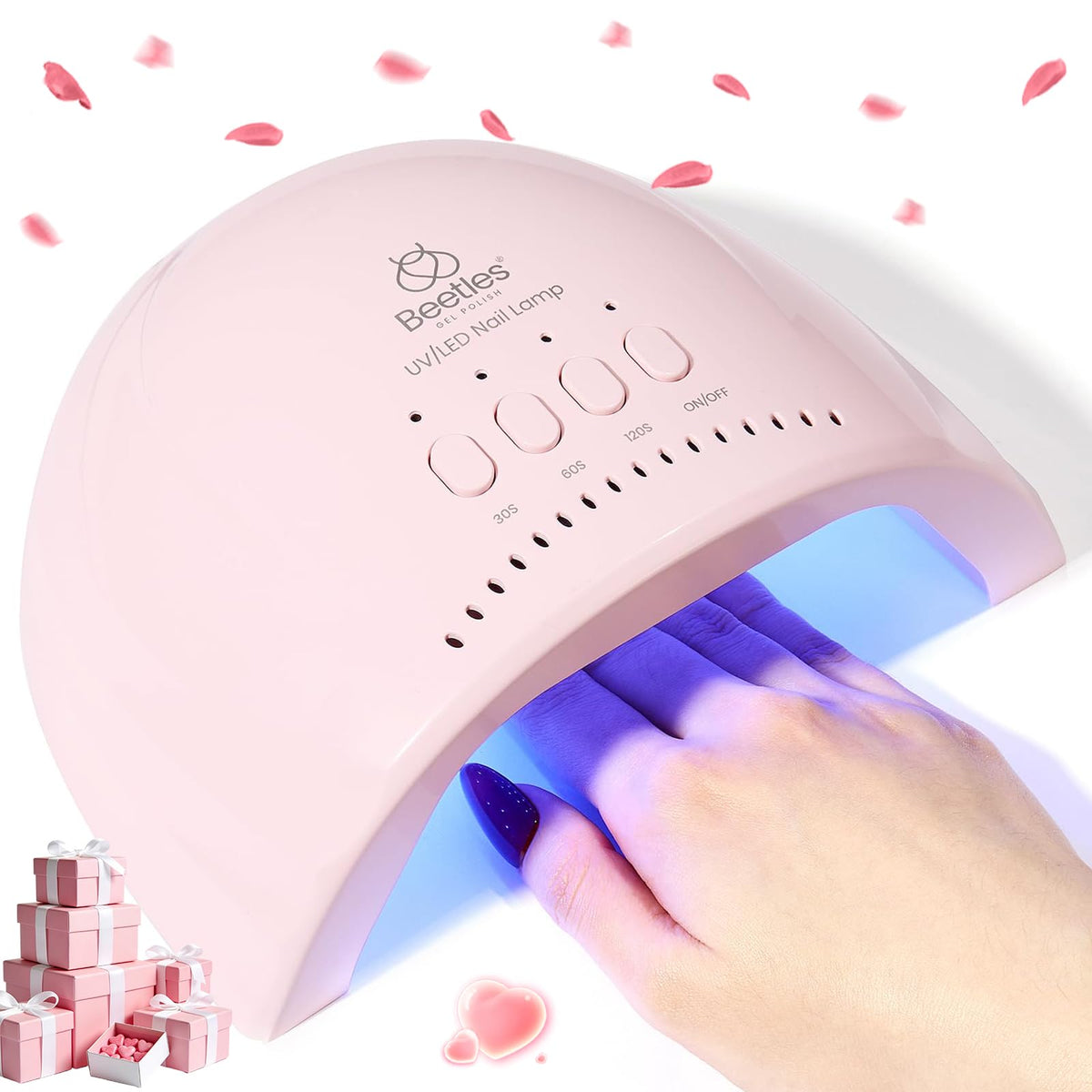 Beetles lampara UV-LED frontal para uñas con curado uniforme.