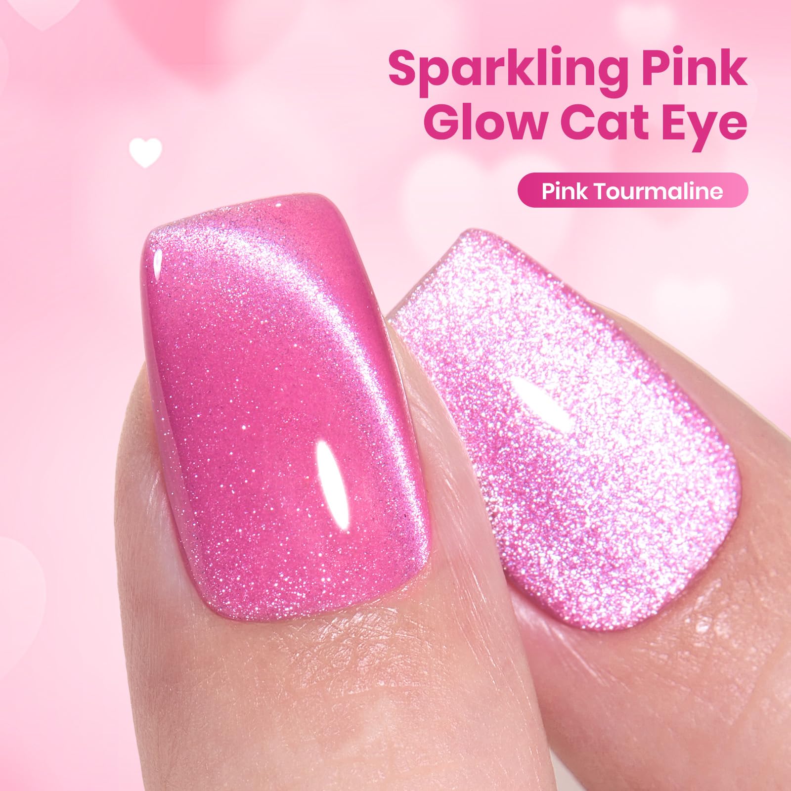 Beetles Esmalte Gel Rosa, manicura paso a paso para uñas con brillo suave.