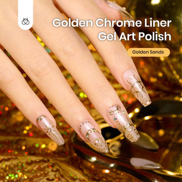 Beetles Metallic Gold Gel Liner showcases 3D mirror chrome finish for bold art