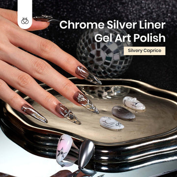 Beetles Metallic Silver Liner Gel chrome finish reflecting light