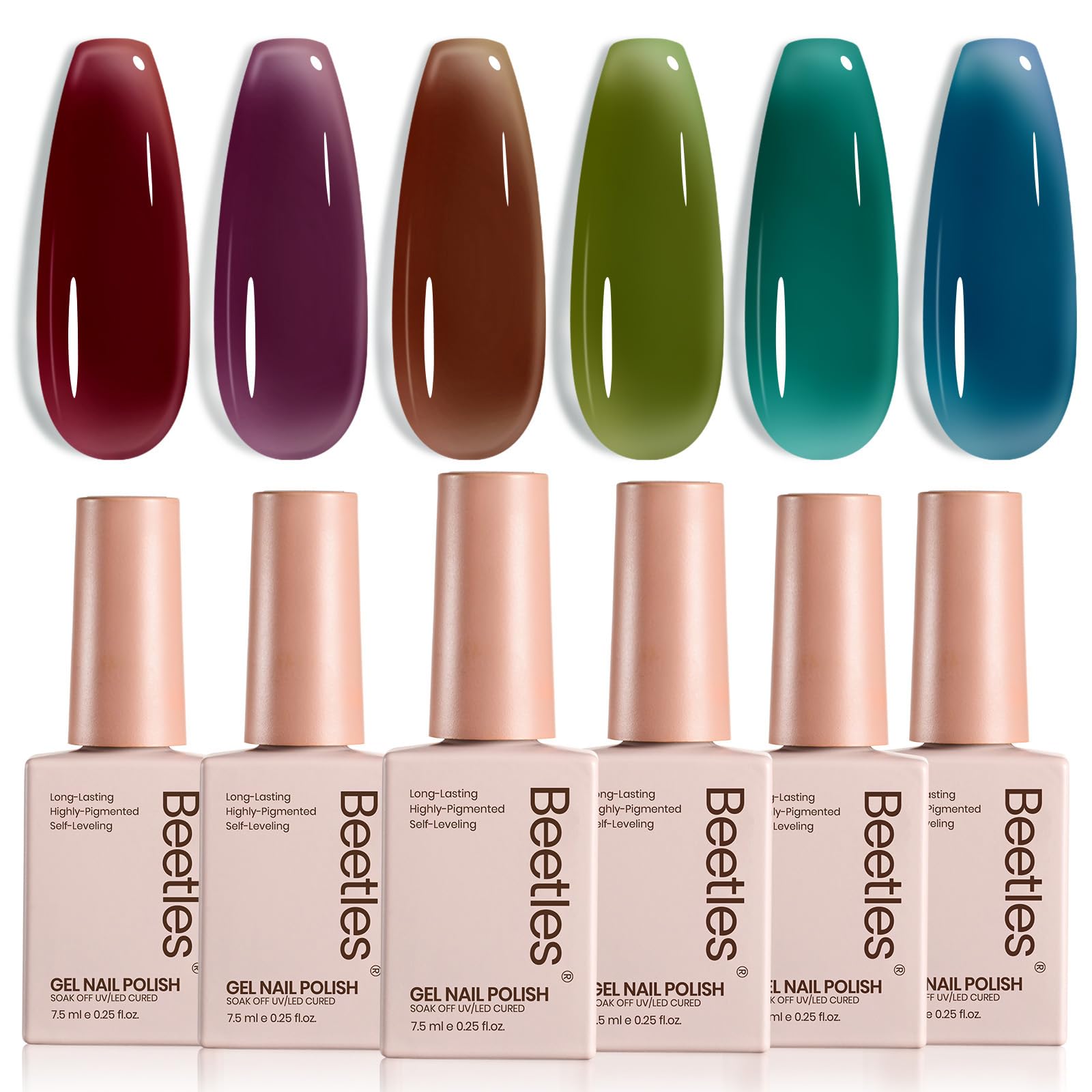 Beetles Midnight Syrup: set de seis colores Jelly Gel para uñas con brillo intenso