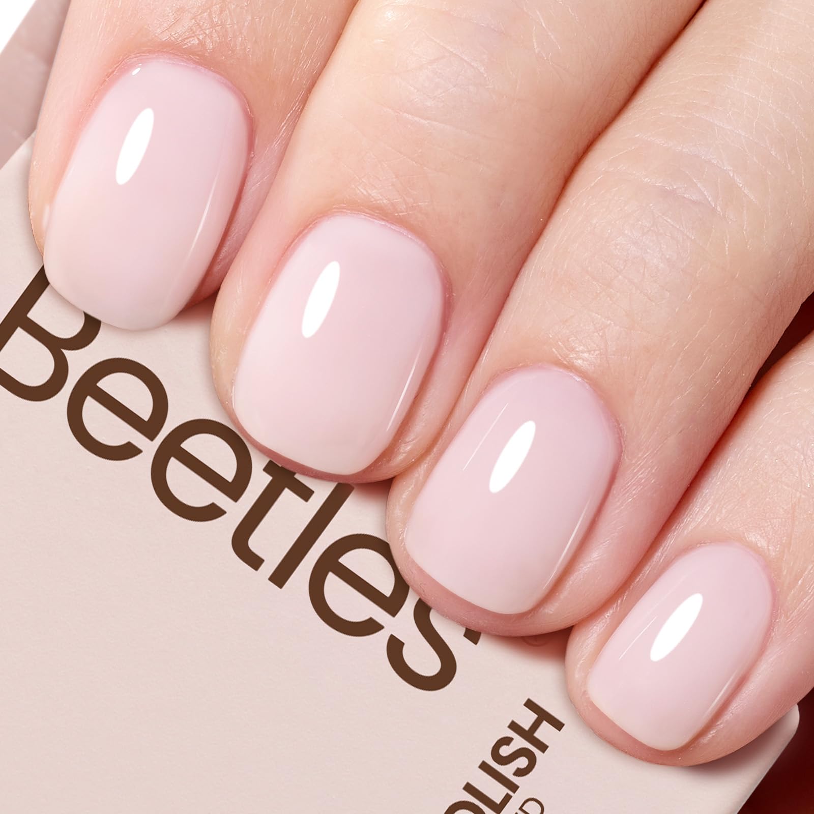 Beetles gel de uñas Milky Pink: bote visible para uso diario con acabado translúcido y suave.